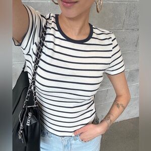 Z Supply Navy and Cream Striped Baby Tee